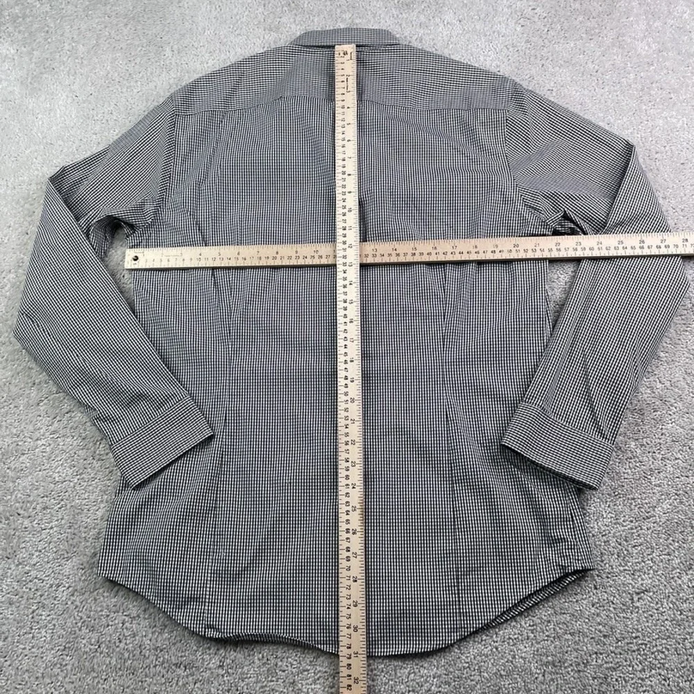 Banana Republic Shirt Mens Large Black Gingham Tailored Slim Fit‎ Non Iron